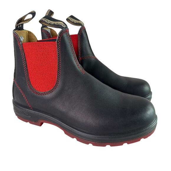 Blundstone Chelsea Boot 1316 Women's US 8 Black Leather Red Elastic Round Toe - Picture 1 of 9